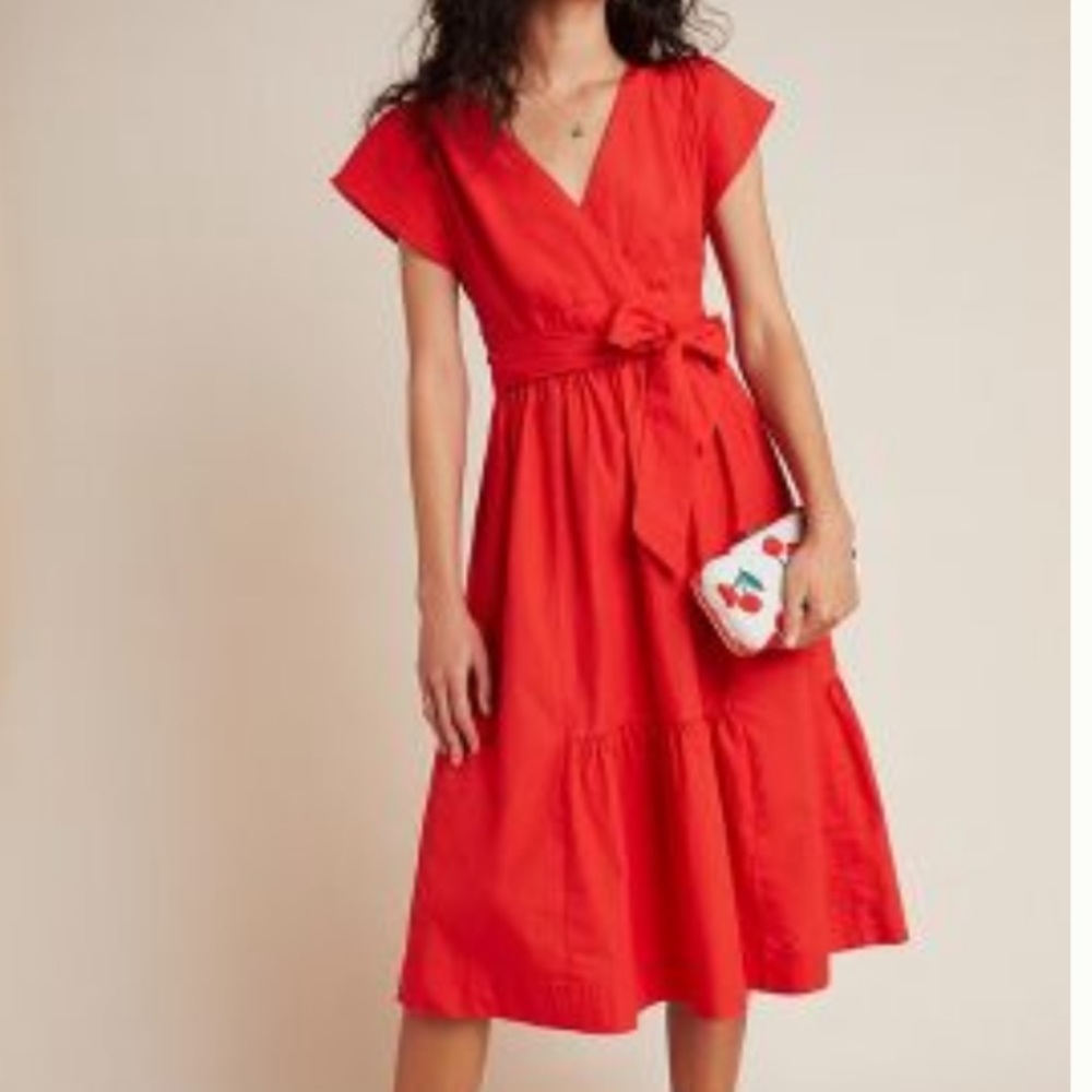 NWT! Anthropologie Maeve red wrap dress